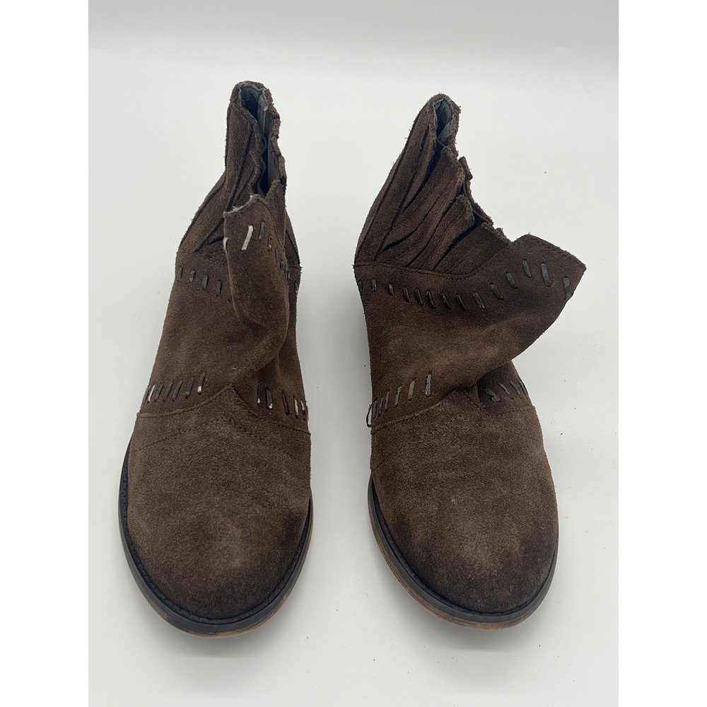Sevilla Women's Brown Suede Fringe Ankle Boots Size 6M Boho Western Slip-On